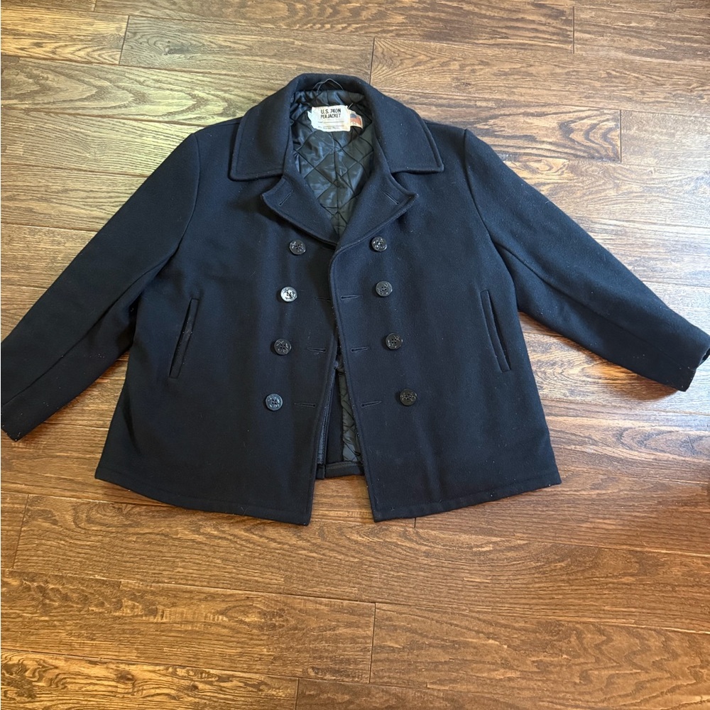 Schott NYC Classic Black Peacoat